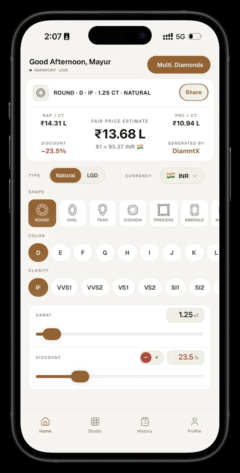 Instant 4C calculator screen
